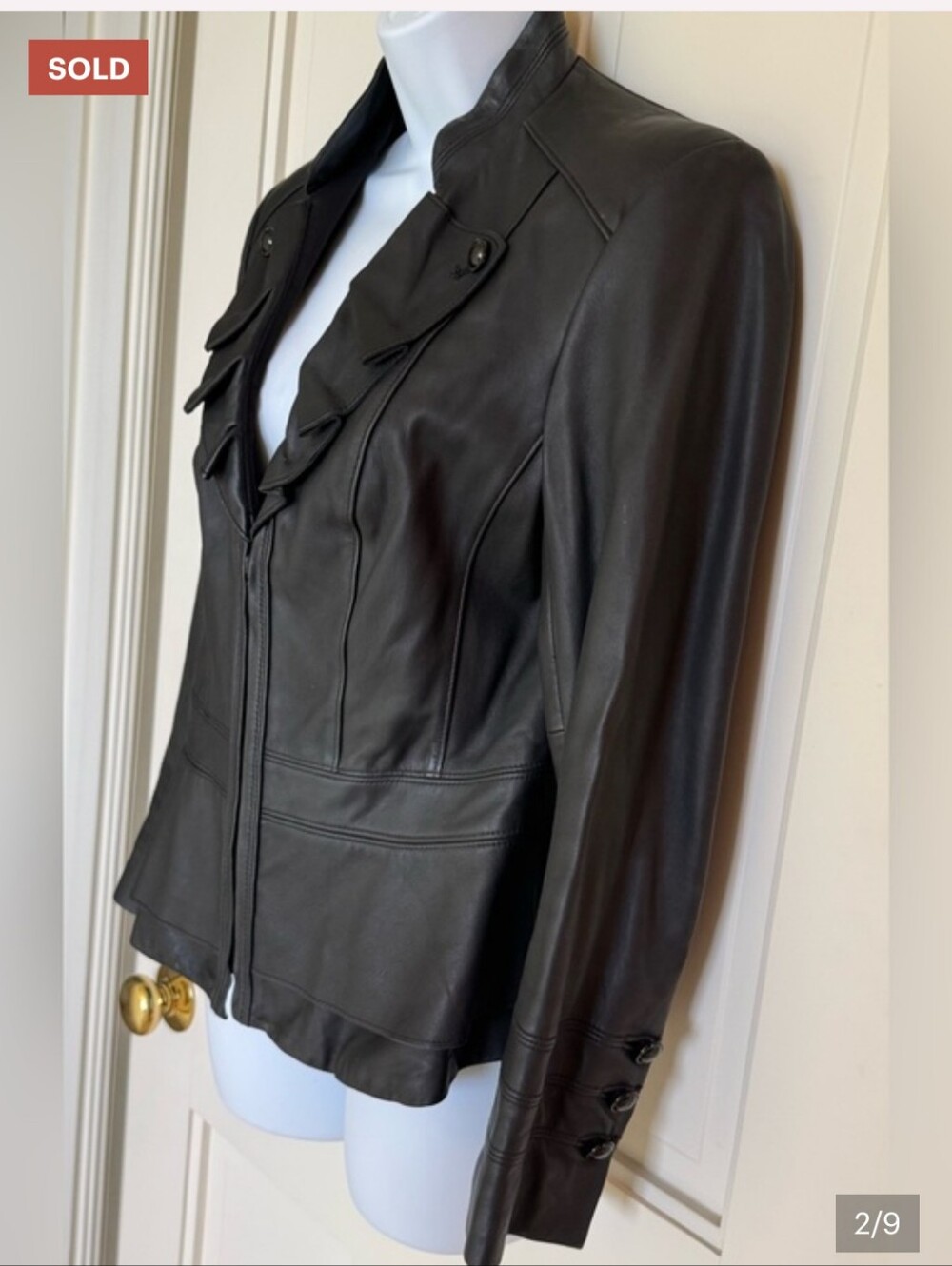 WHBM Ruffled Leather Jacket Blazer - Picture 2 of 3